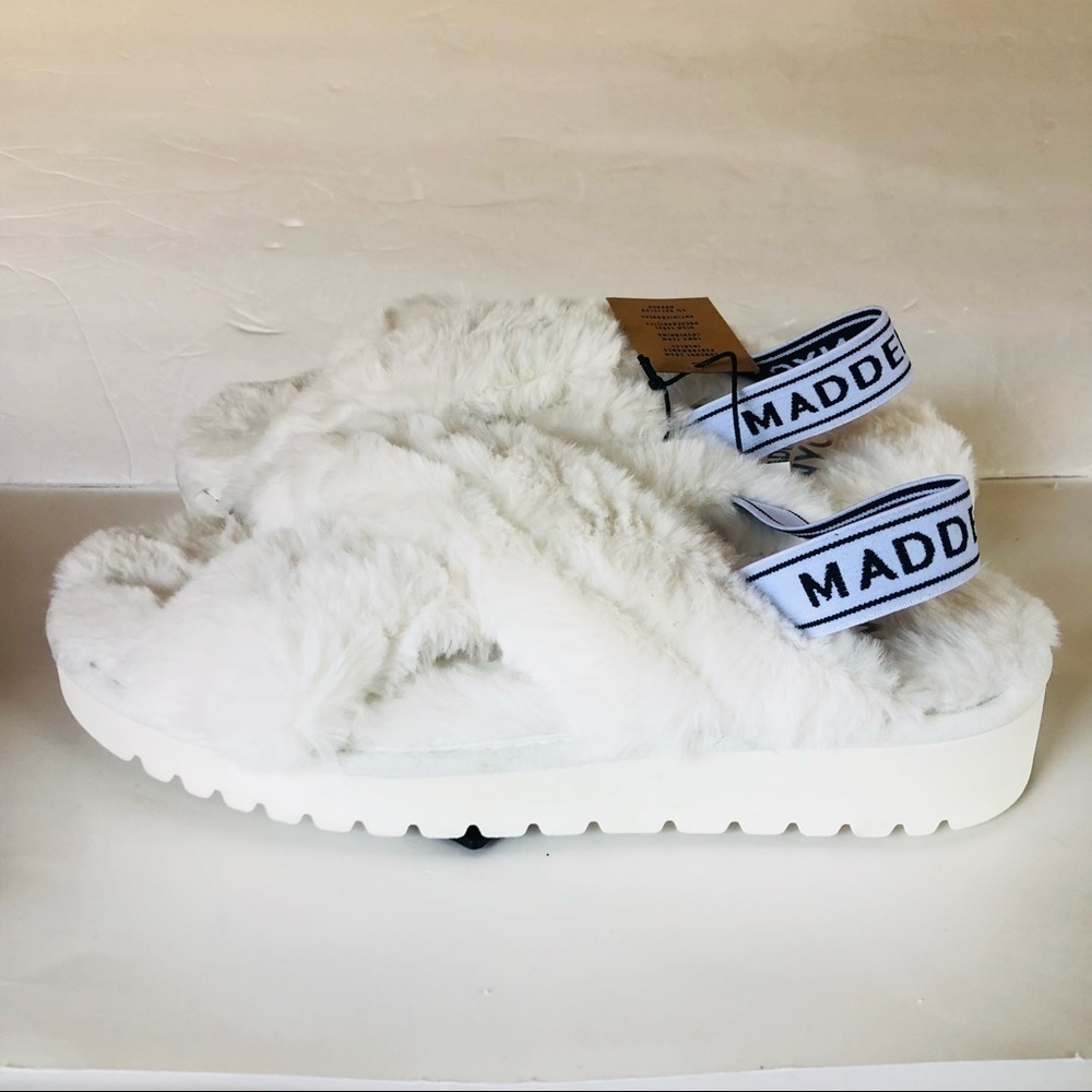 Madden NYC Women’s Faux Fur Crossband Slingback Platform Slides slippers 11 - Picture 7 of 9